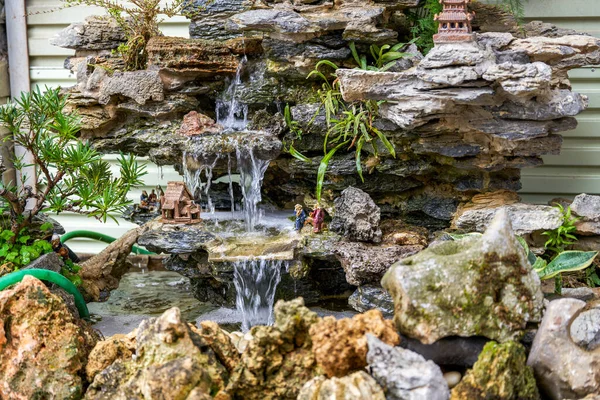 Rockery Artificial Paisaje Agua Que Fluye Jardín — Foto de Stock