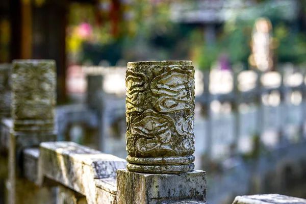 Sculptural Stone Pillars Guardrail Chinese Garden — Stock Photo, Image