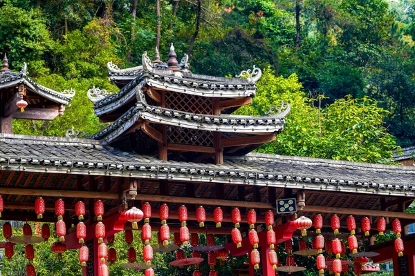 The ancient architecture of the Chinese-style garden Qiaojiaolou in the mountains and forests