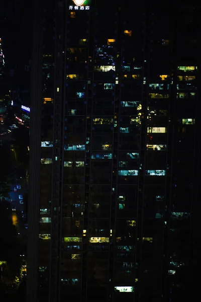 Vista Nocturna Edificios Urbanos Nanning Guangxi China Desde Gran Altitud — Foto de Stock