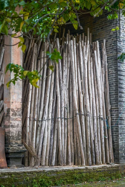 Dried Bamboo Used Build Houses Rural China — Stock Photo, Image