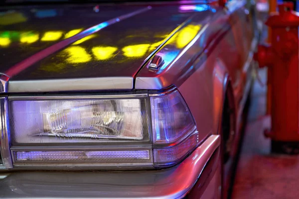 Close Exterior Headlight Details Retro Vintage Car — Stock Photo, Image