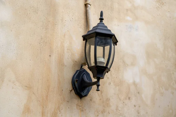 Close Retro Street Lamp Installed Wall Outdoors — 스톡 사진