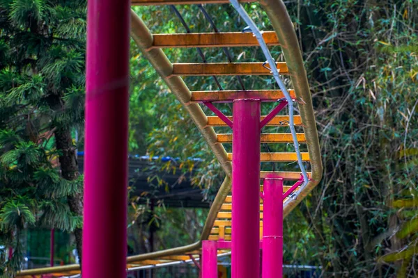 Closeup Roller Coaster Tracks Children Playground — Foto Stock