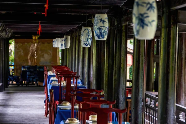 Asientos Restaurante Estilo Tradicional Chino —  Fotos de Stock