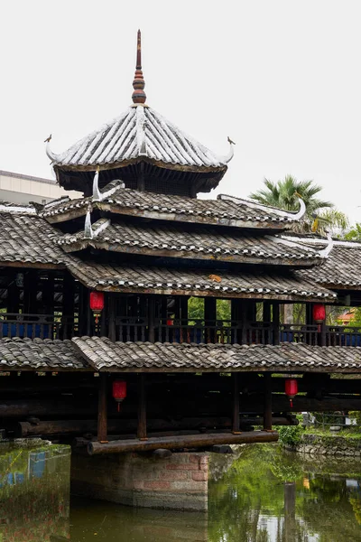Zhuang Arquitectura Étnica Guangxi China Viento Lluvia Puente —  Fotos de Stock