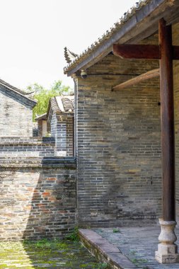 Eski Çin tuğla ve fayans binalarına yakın çekim