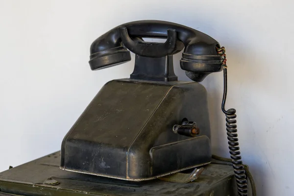 Close Old Traditional Hand Crank Phone — Stock Photo, Image