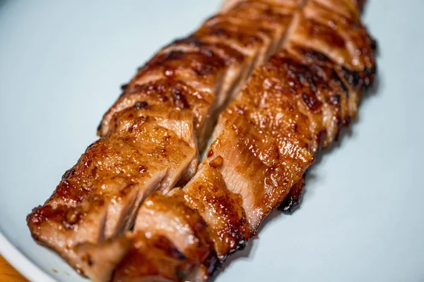 Delicious Tempting Charcoal Grilled Pork Neck — Stock Photo, Image