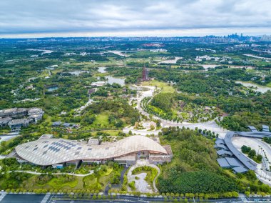 Nanning, Guangxi, Çin 'deki Bahçe Fuarı manzarası