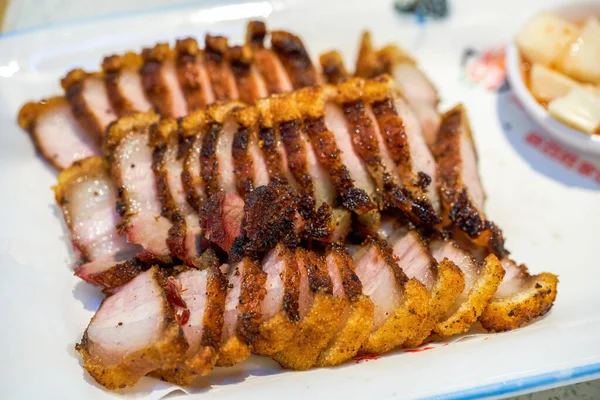 Plate Delicious Crispy Crispy Meat — Stock Photo, Image