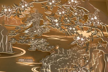 Guilin, Guangxi 'de soyut bir manzara resmi.