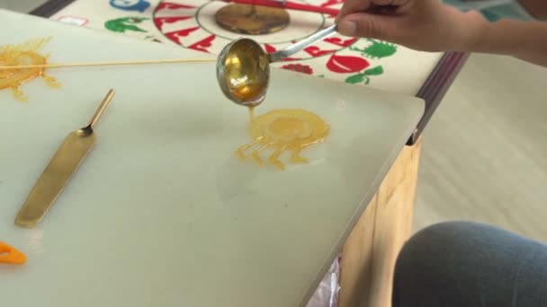 Comida Artesanal Tradicional Chinesa Pintura Pintura Açúcar — Vídeo de Stock