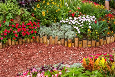 Modern çiçek bahçeleri için çiçek ve bitkilerin peyzaj tasarımı