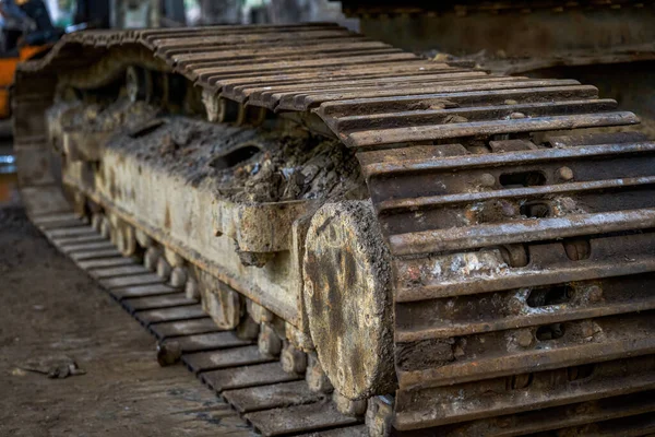 Close Abandoned Old Excavator Crawler — Foto Stock