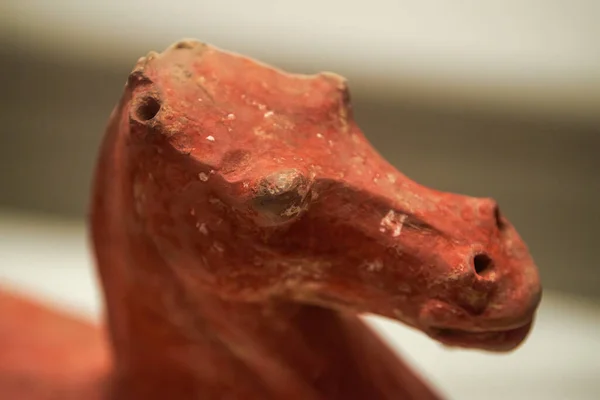 Ancient Chinese cultural relics from the Han Dynasty in the museum, terracotta horse statues