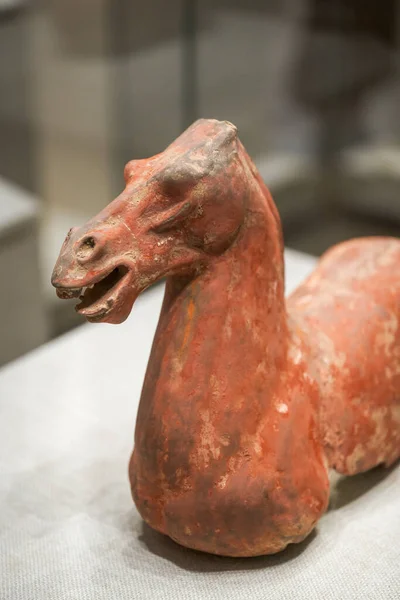 Ancient Chinese cultural relics from the Han Dynasty in the museum, terracotta horse statues