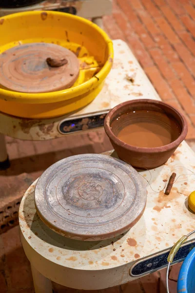 Turntable Equipment Making Pottery Pottery Shop — Fotografia de Stock