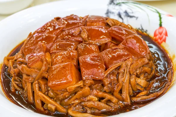 Plate Delicious Chinese Food Mao Braised Pork — Stock Photo, Image