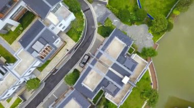 Vertical aerial video of a luxurious Chinese-style classical villa building