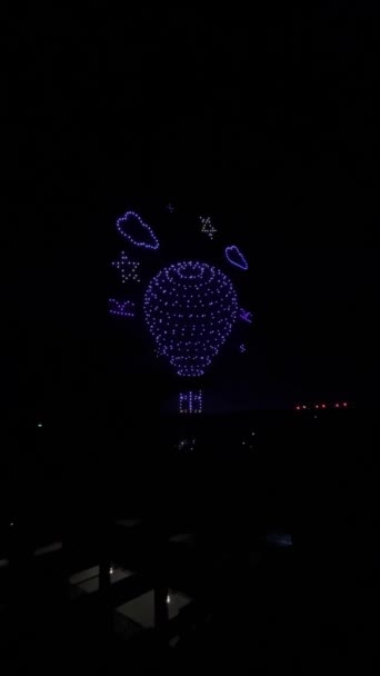 Thousands Drones Flying Show Night — Stockvideo