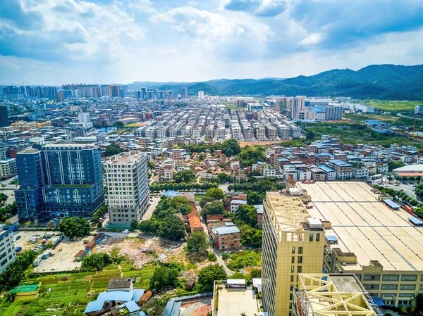 Industrial zone construction workshop and group of buildings in the city