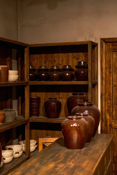 Traditional Clay Wine Jar Used Selling Wine — Foto Stock