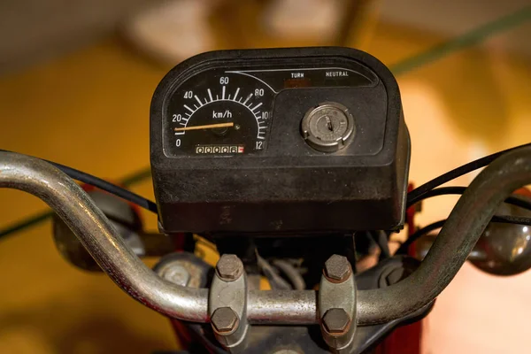 Close Needles Mechanical Dashboard Old Motorcycle — 스톡 사진