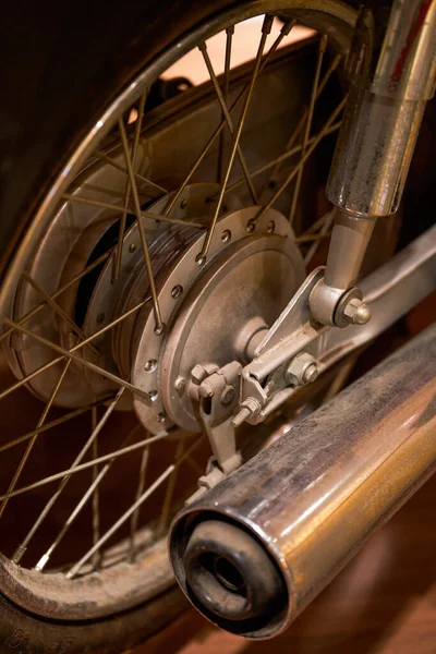 Μερικό Κλείσιμο Του Κινητήρα Παλαιάς Μοτοσικλέτας — Φωτογραφία Αρχείου