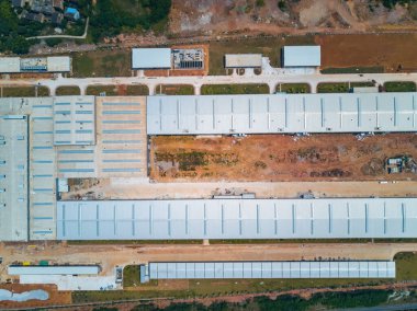 Aerial photography of large industrial areas and factory buildings in the city