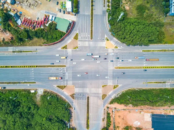 Aerial Shot Road Intersection Urban Industrial Area — Fotografia de Stock