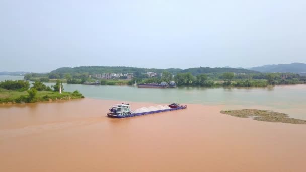 Large Sand Mining Ship Sailed Confluence Two Rivers Intersection Three — Vídeo de stock
