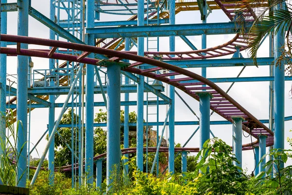 Primer Plano Pista Montaña Rusa Parque Atracciones —  Fotos de Stock