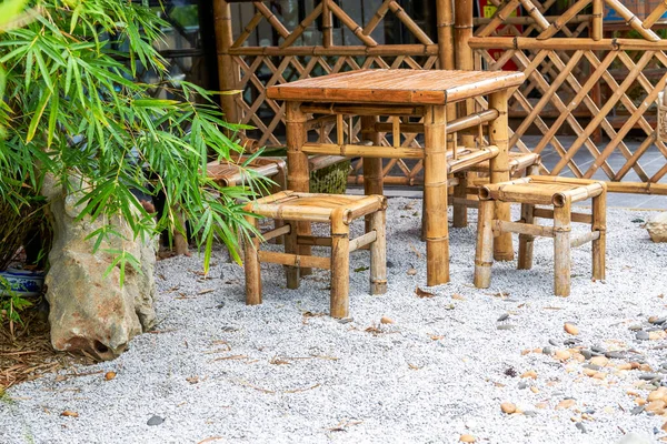 Mesa Bambu Cadeiras Jardim Japonês — Fotografia de Stock