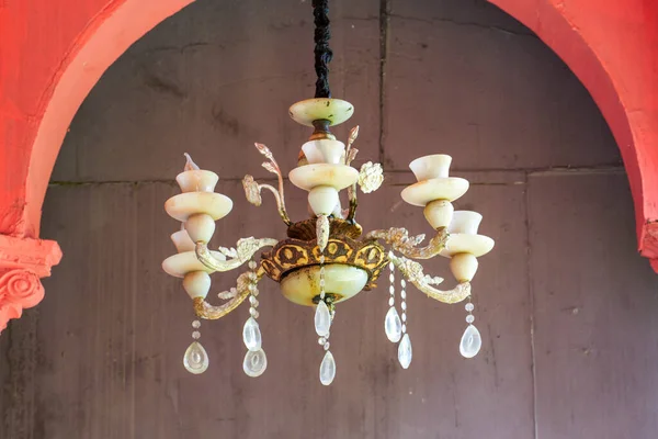 Large European-style glass chandelier in the church