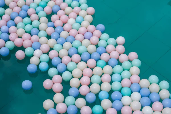 Pile of ocean balls in swimming pool closeup