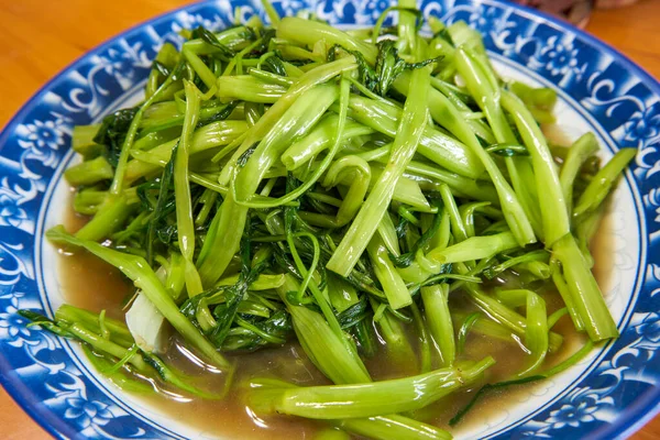 Delicious Chinese Home Style Dish Fried Water Spinach — Stock Photo, Image