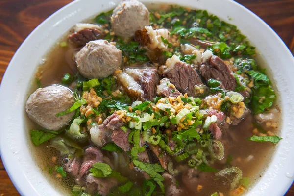 A bowl of Guangdong Chaoshan Beef Noodles full of delicious and fragrant meat