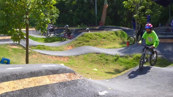 Road Bike Track Children Outdoor Park — Stock Video