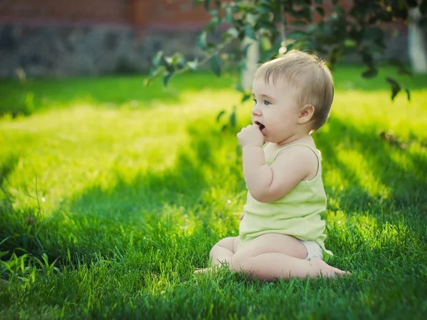 Baby in the garden Stock Photo