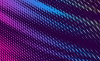 Parlak yarım tonlu neon fon. Mavi ve mor noktalı canlı soyut vektör tasarımı.