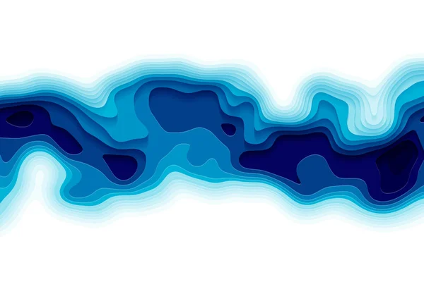 Papierausschnittvektorhintergrund Fließende Überlappende Formen Und Blautöne — Stockvektor