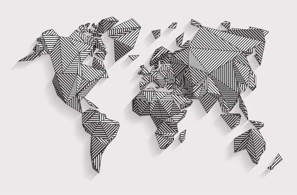 Vektör Boyutlu Dünya Haritası Konsepti Çizgi Sanatı Olan Boyutlu Düşük — Stok Vektör