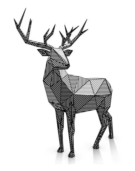 Low Poly Line Art Hirsch Illustration Animal Illustration Mit Schattierung — Stockvektor