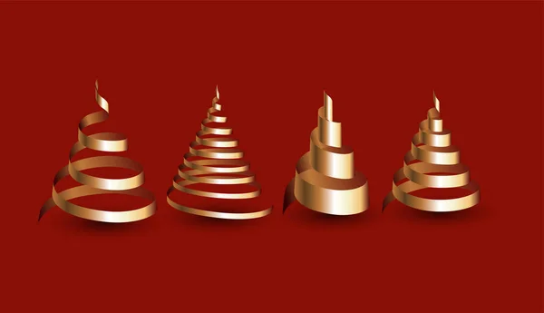 Golden Christmas Ribbon Set Vector Illustration — Stock Vector
