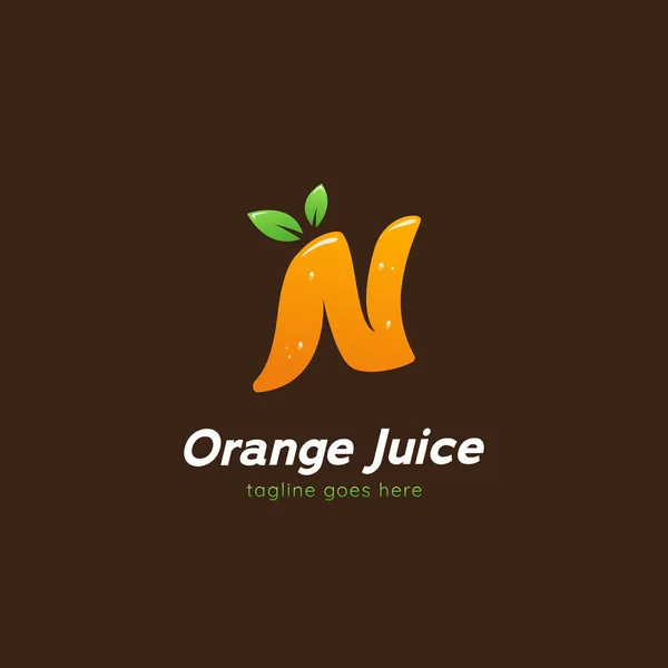 手紙Nオレンジジュースドリンクロゴアイコンテンプレート — ストックベクタ
