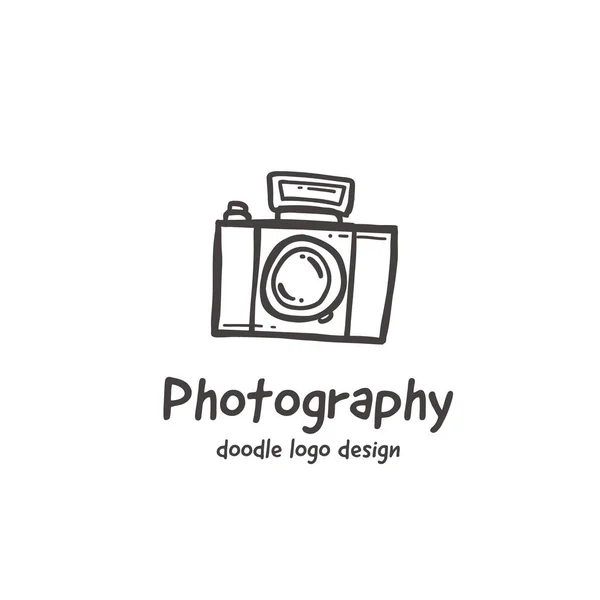 Icône Logo Caméra Photographie Dans Style Amusant Doodle — Image vectorielle
