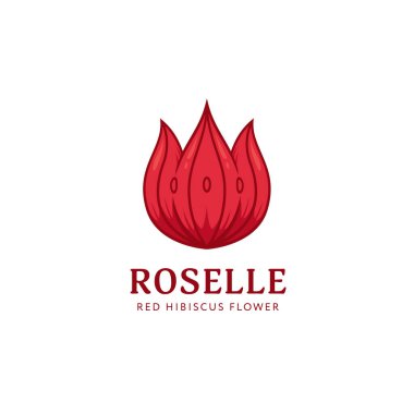 Roselle kırmızı amber çiçeği logo şablonu