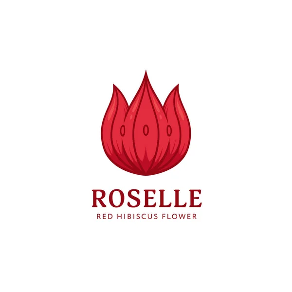 Roselle Red Hibiscus Bloem Logo Pictogram Template — Stockvector