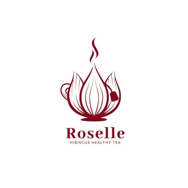 Roselle amber çiçeği sağlıklı çay logosu şablonu